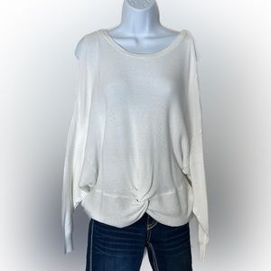 NWOT Express white cold shoulder sweater. Shoulder cut out. Medium